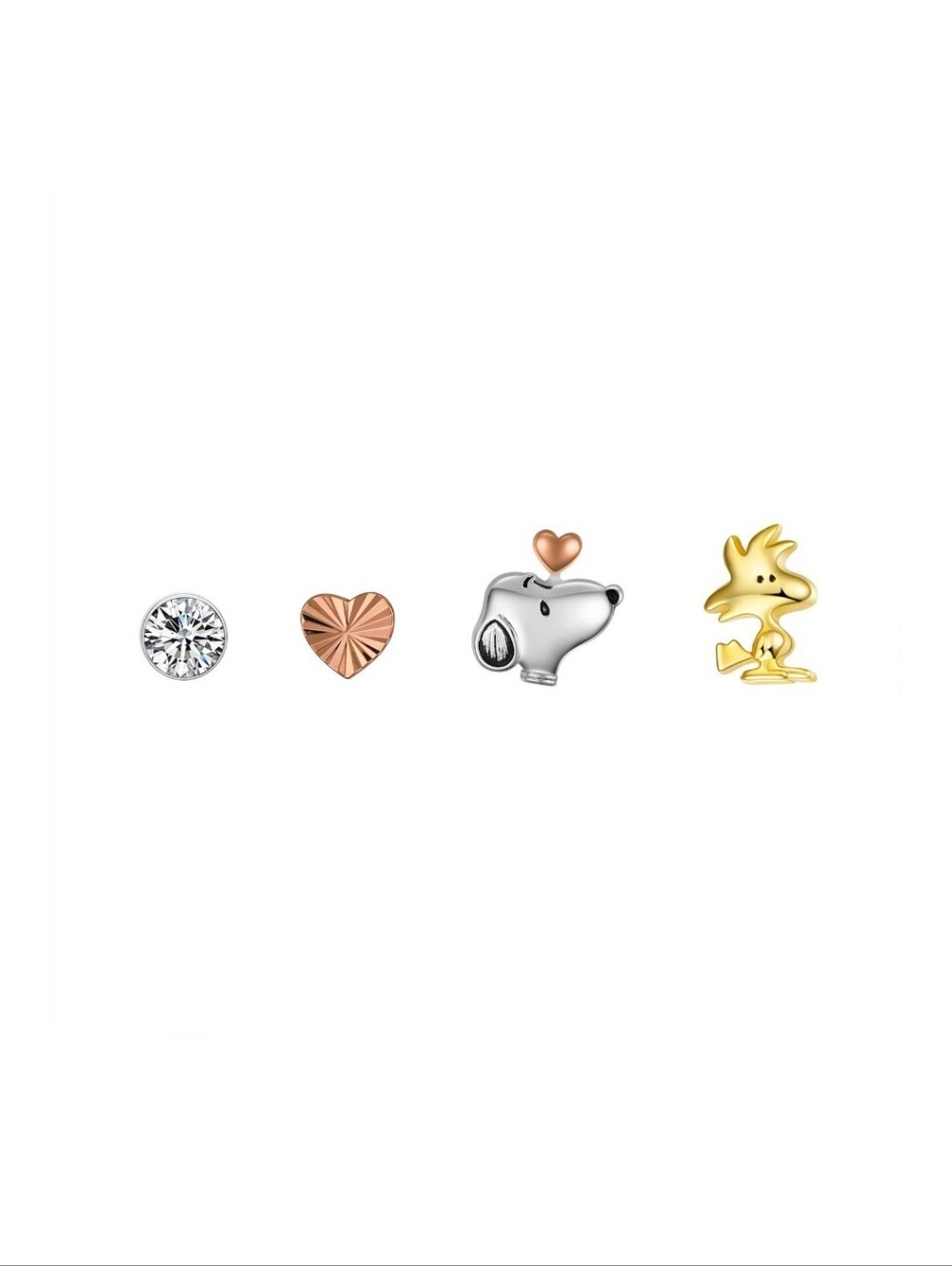 NWT Gift Box Peanuts Characters Stud Earring Set- Fine Silver & 14k Gold Plated